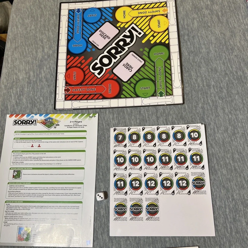 Colorforms 2 in 1 Sorry! And Trouble Game Toy Ages 3+ Travel Gift 2-4 Player New